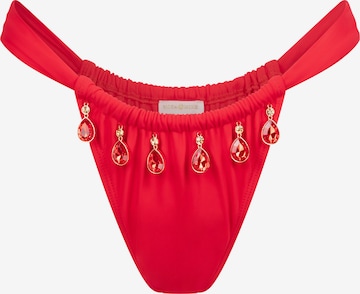 Moda Minx Bikini Bottoms 'Selene Droplet Rouched Fixed' in Red: front