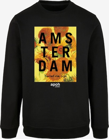 Merchcode Sweatshirt 'Apoh - Van Gogh Flowers' in Zwart: voorkant