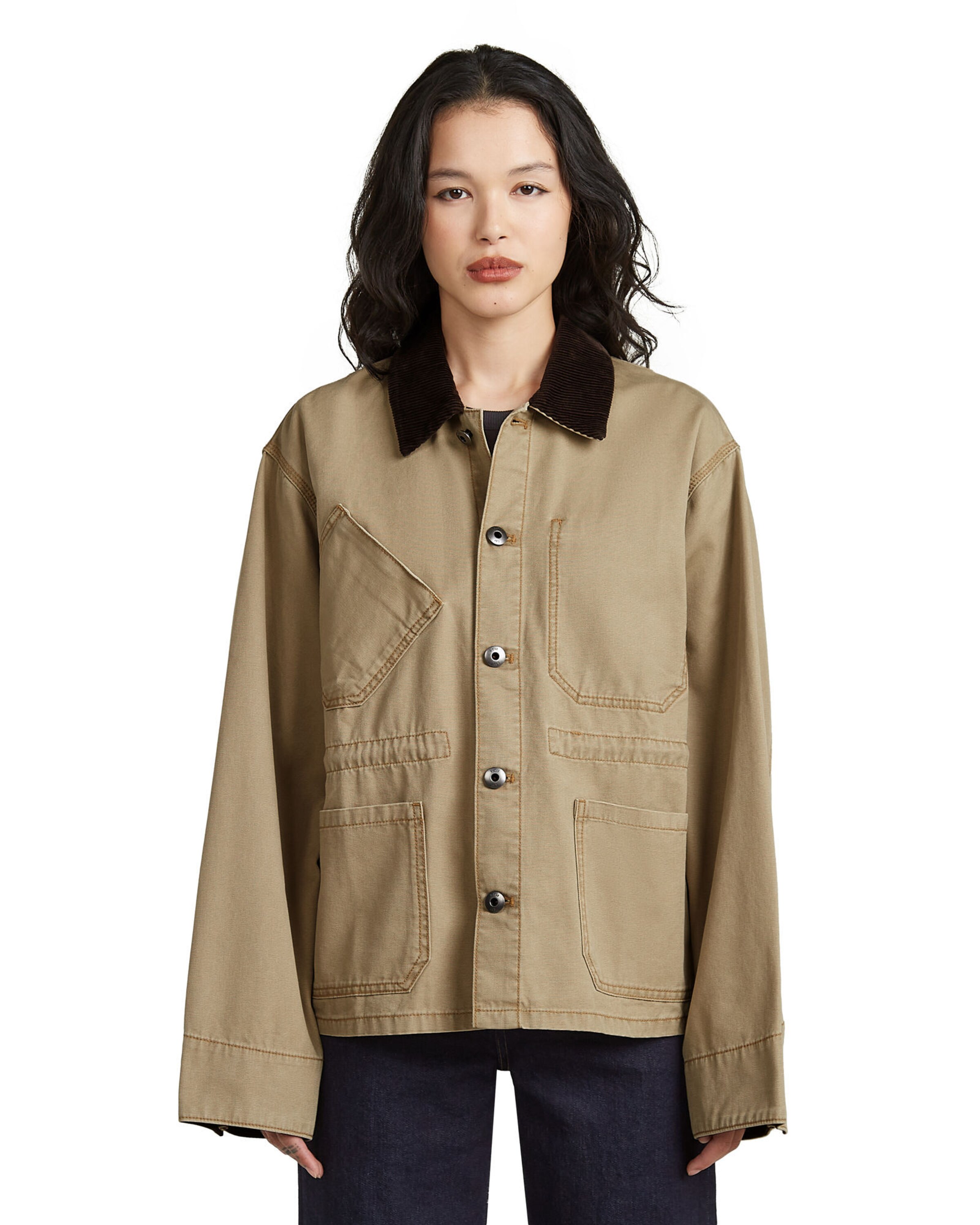 G-STAR Winterjas 'Boyfriend Barn Jacket' in Beige: voorkant