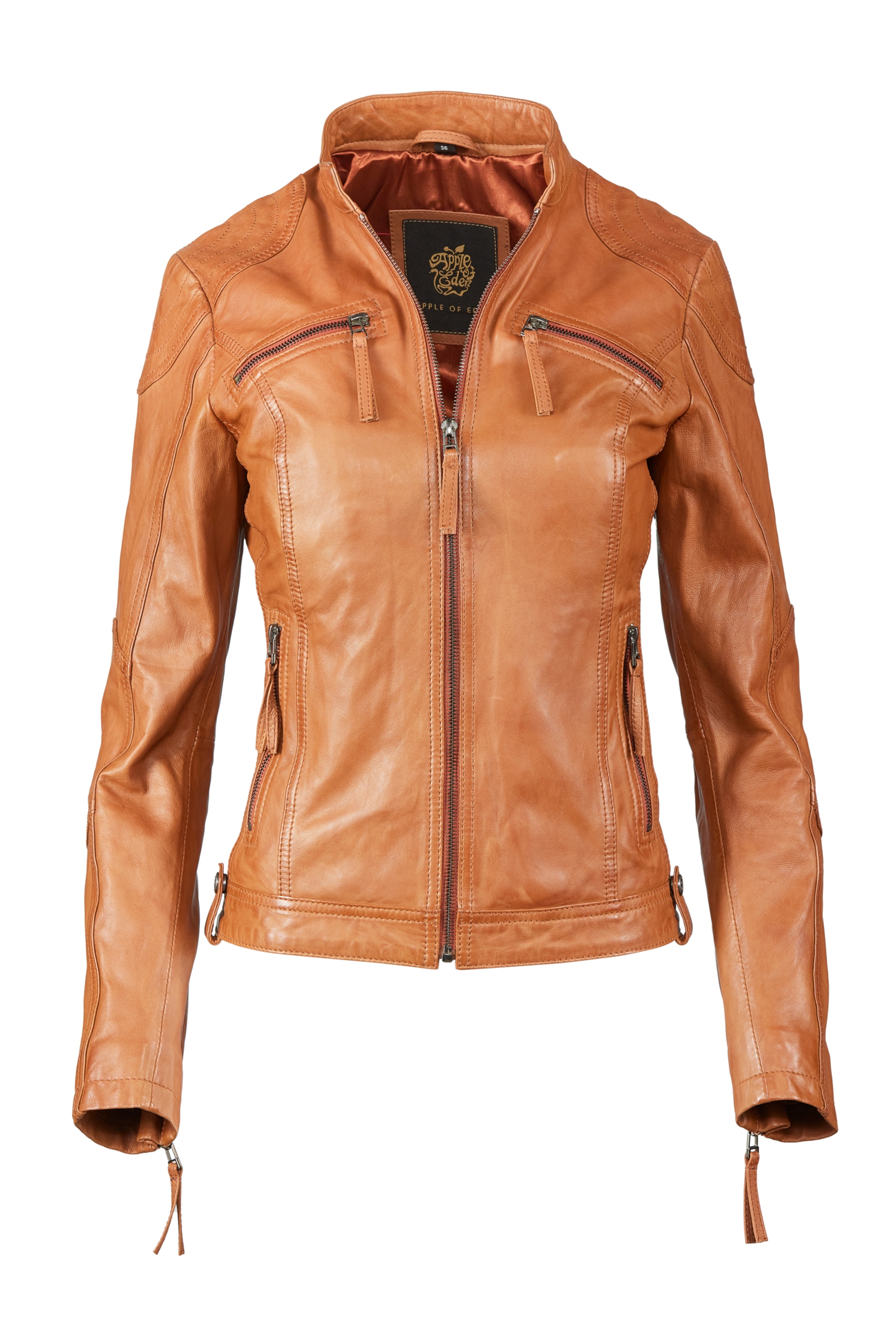 Apple of Eden Lederjacke AOE-142 in cognac, Produktansicht