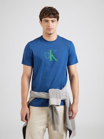 Tricou de la Calvin Klein Jeans pe albastru: față
