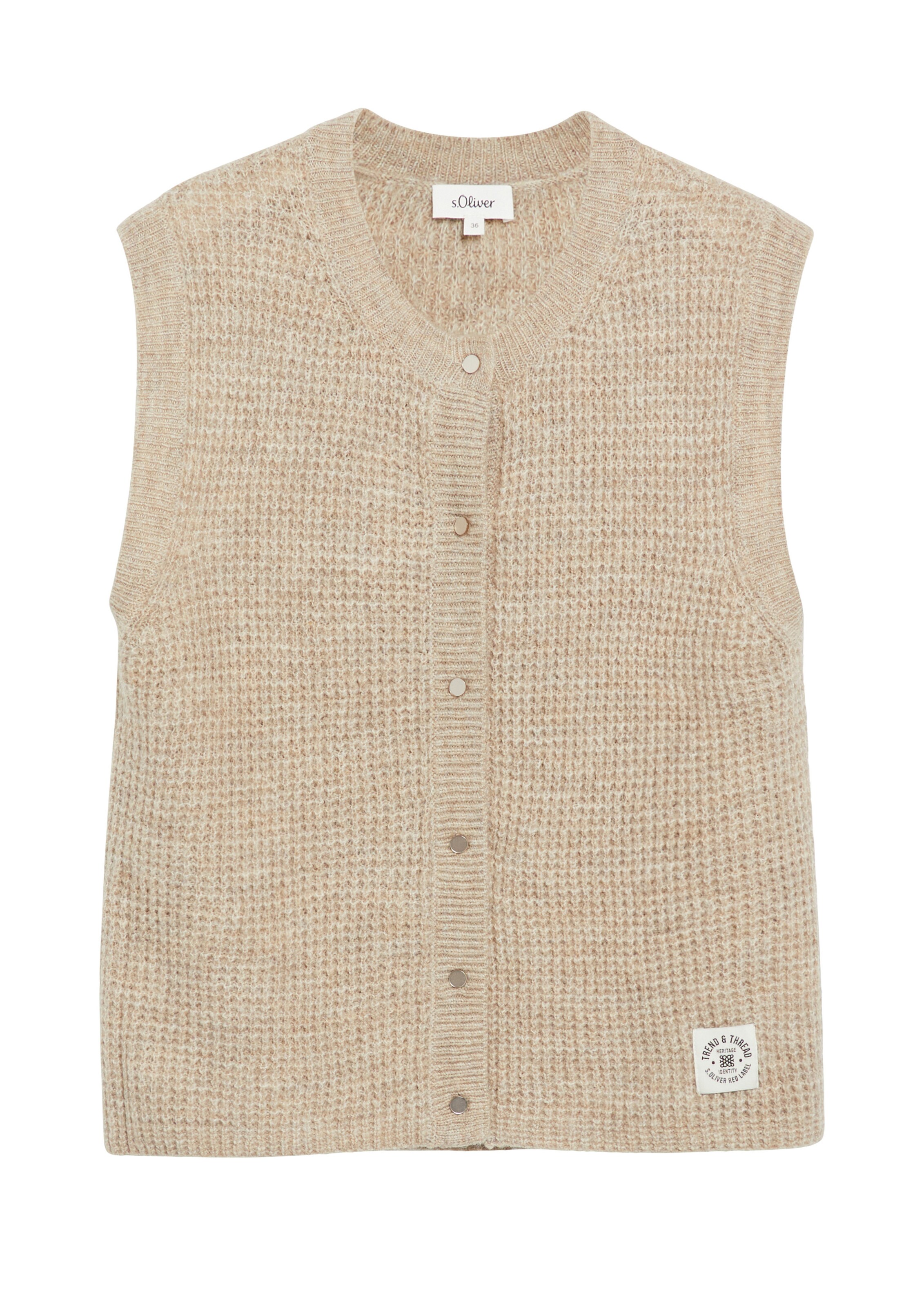 s.Oliver Gebreide bodywarmer in Beige: voorkant
