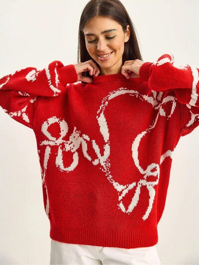 Bianco Lucci Pullover em vermelho / branco, Vista do artigo