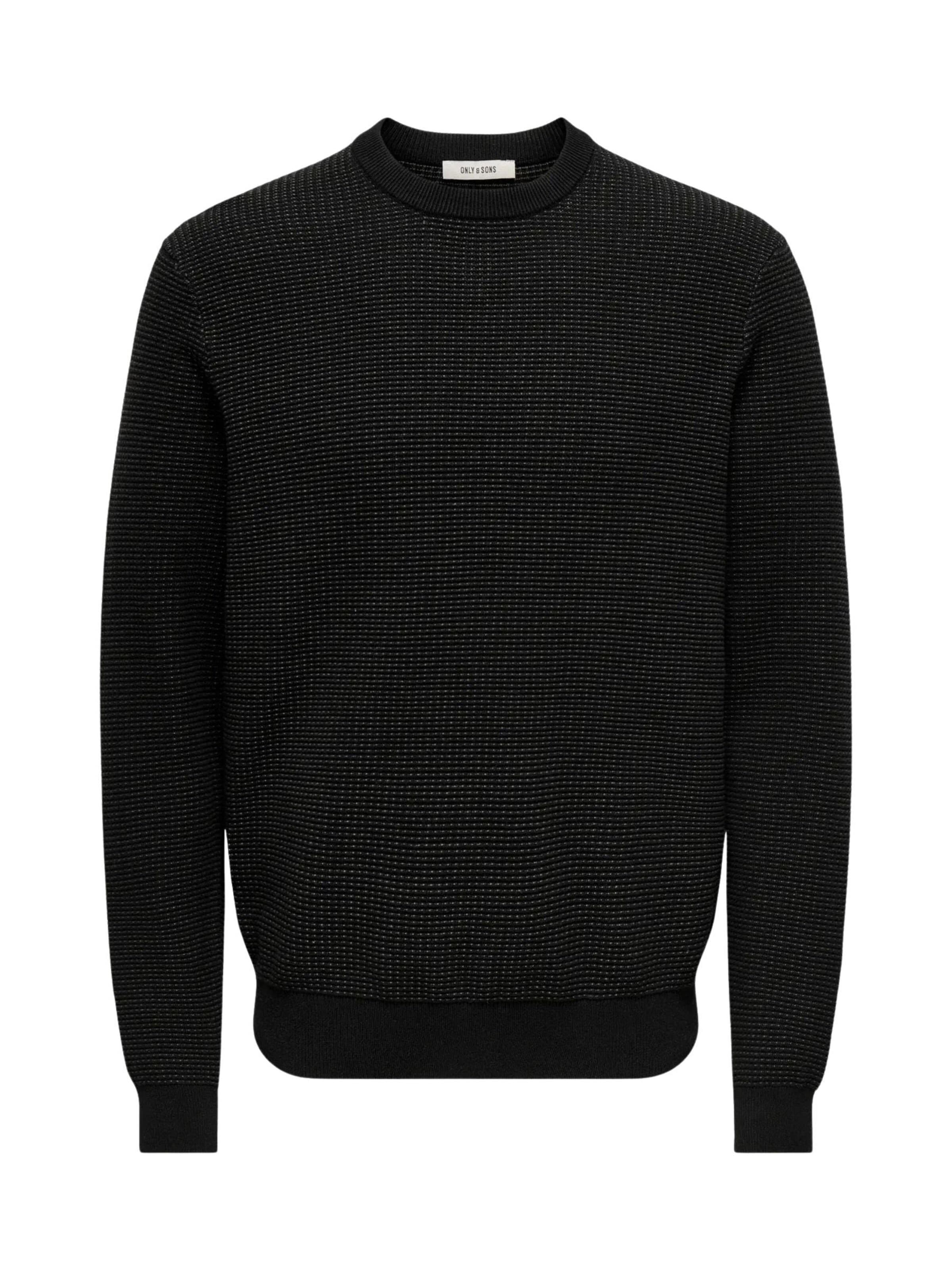 Only & Sons Sweter 'ONLY & SONS ONSDAVE REG LS CREW NECK KNIT NOOS MAGLIONCINO' w kolorze czarny: przód
