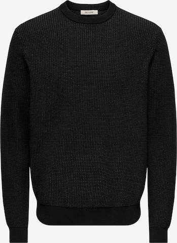 Only & Sons Sweter 'ONLY & SONS ONSDAVE REG LS CREW NECK KNIT NOOS MAGLIONCINO' w kolorze czarny: przód