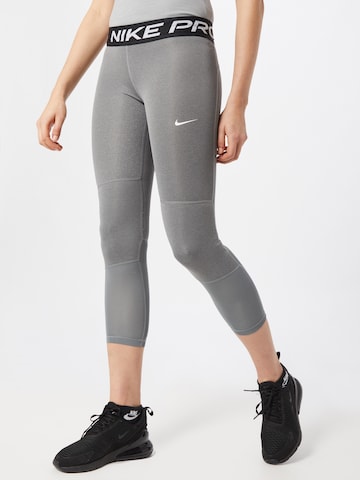 NIKE Skinny Workout Pants 'Pro' in Grey: front