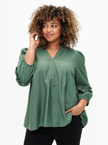 Zizzi Blouse 'MFAHIT' in Groen: voorkant