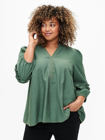 Zizzi - Blusa 'MFAHIT' em verde: frente