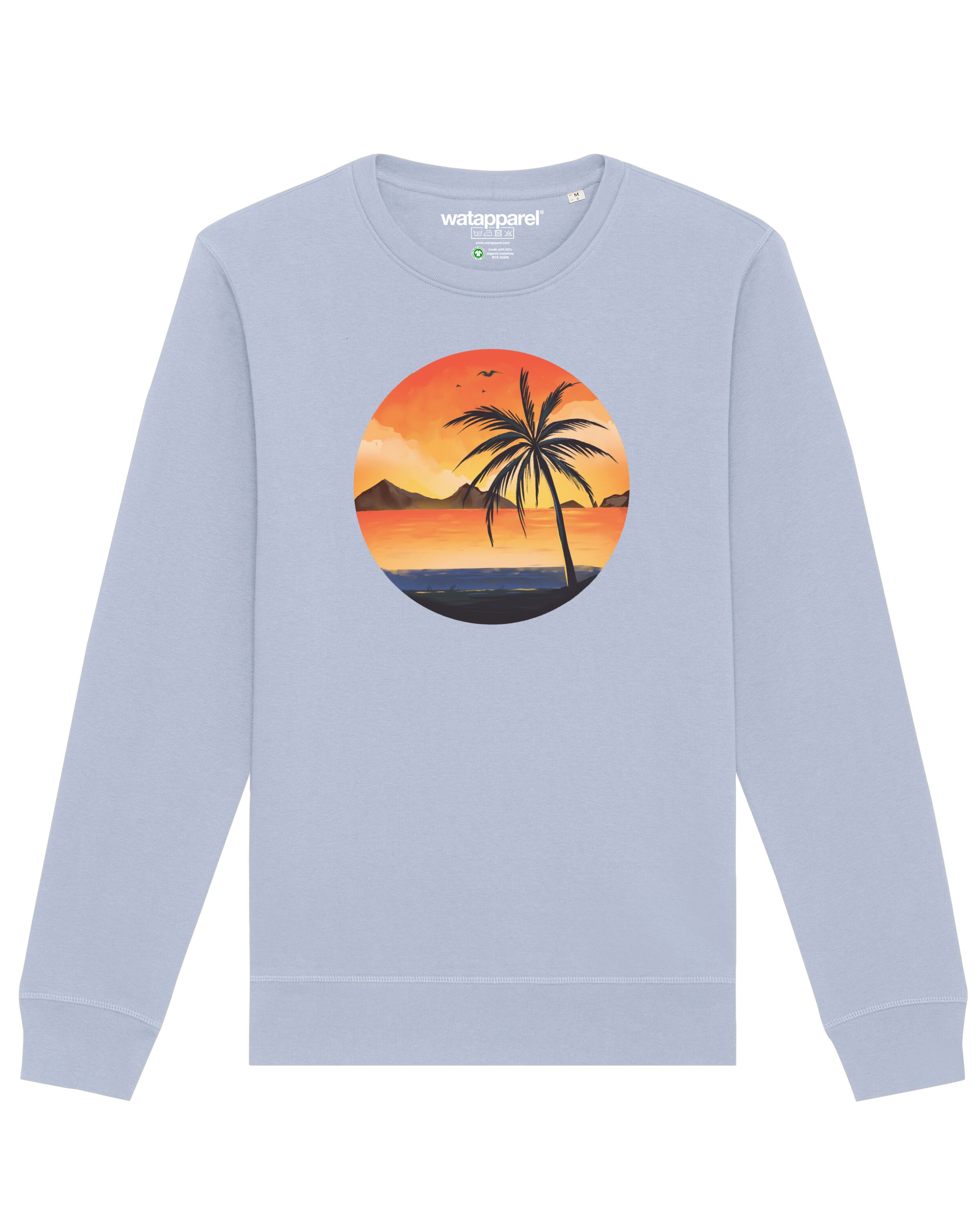 Watapparel Sweatshirt ' Sunset on palm beach ' in Blau: Vorderseite