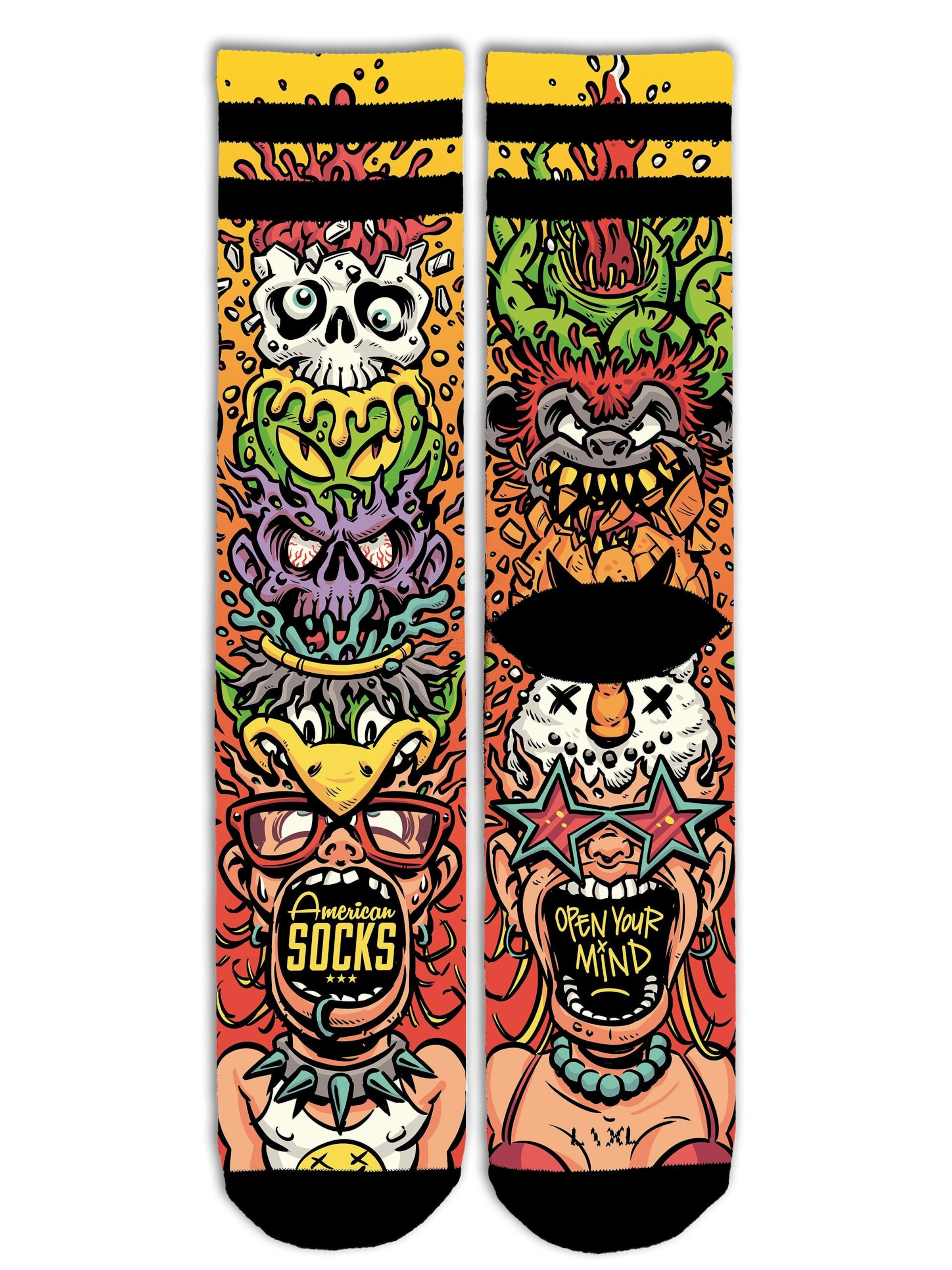 Chaussettes 'Open your mind' American Socks en orange : devant