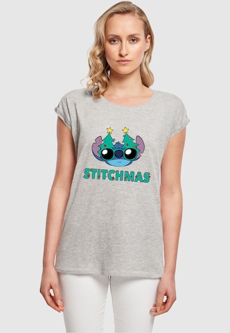 ABSOLUTE CULT Shirt 'Lilo And Stitch - Stitchmas Glasses' in Grijs: voorkant