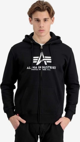 Veste de survêtement ALPHA INDUSTRIES en noir : devant