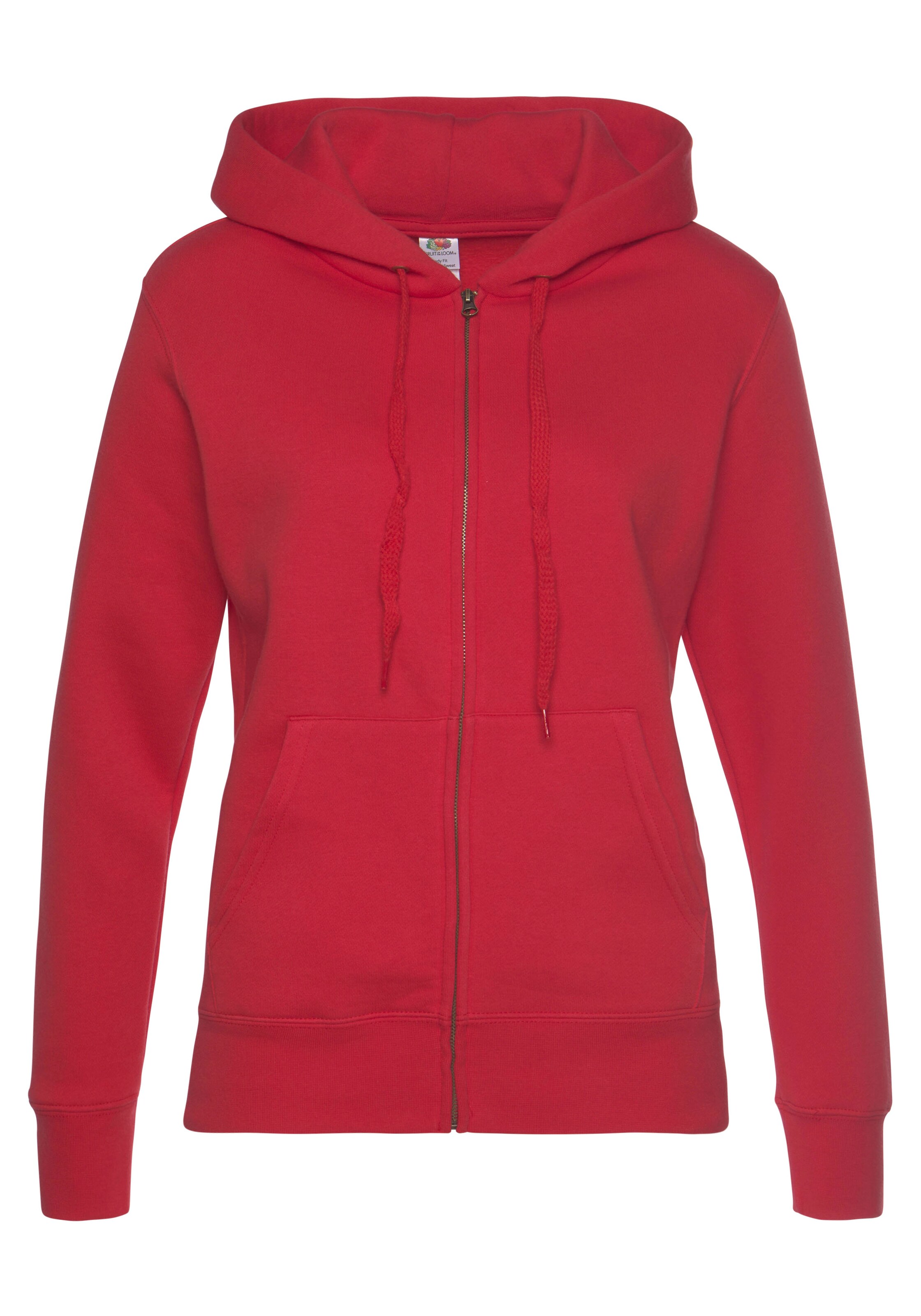 FRUIT OF THE LOOM Zip Up Hoodie in Red ABOUT YOU