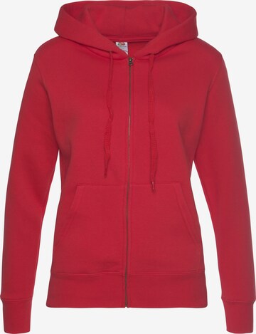 FRUIT OF THE LOOM Zip-Up Hoodie in Red: front