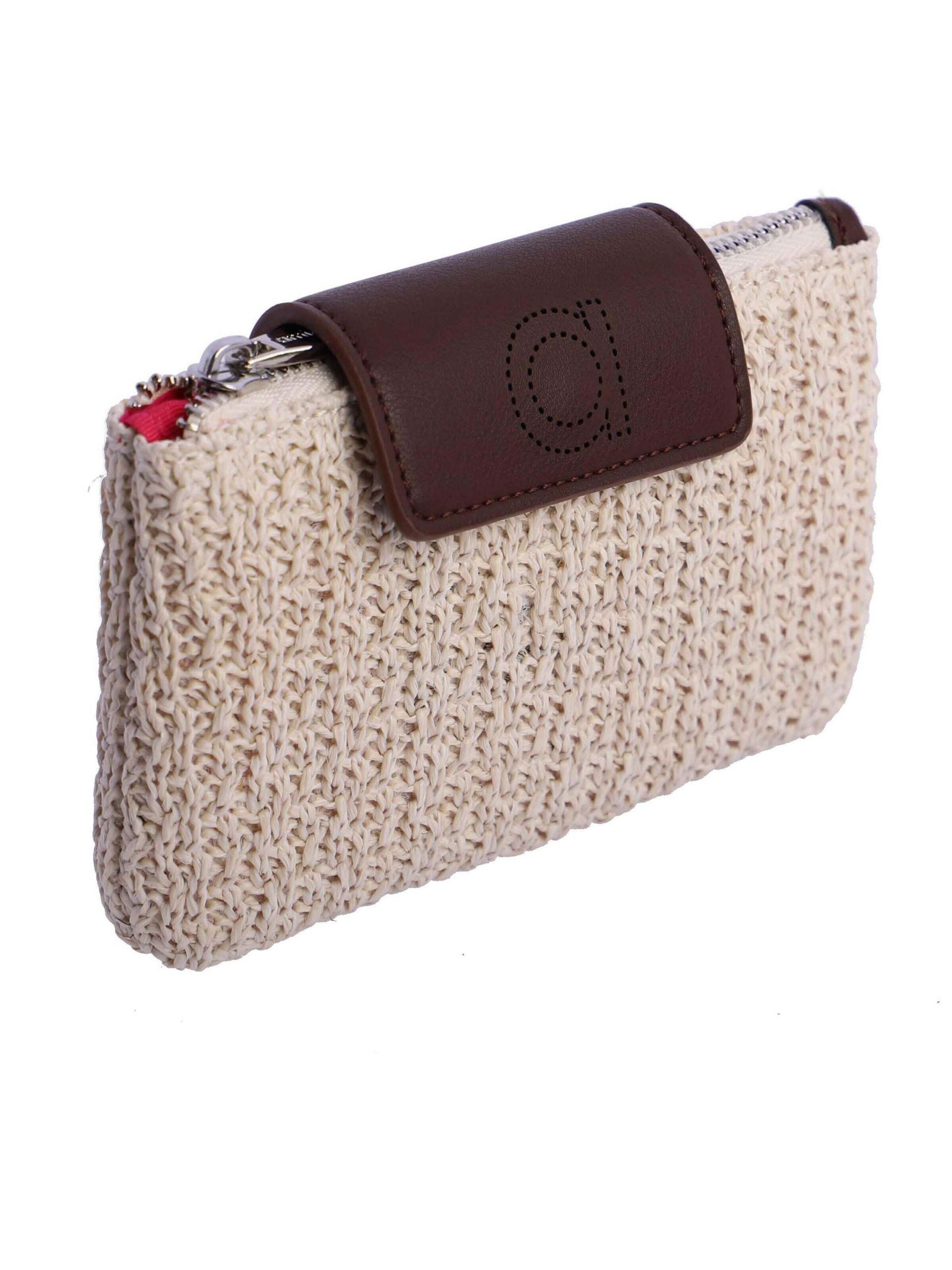 Amichi - Cartera 'Cartera para mujer Sunny de fibras naturales  y cierre de solapa y cremallera' en blanco