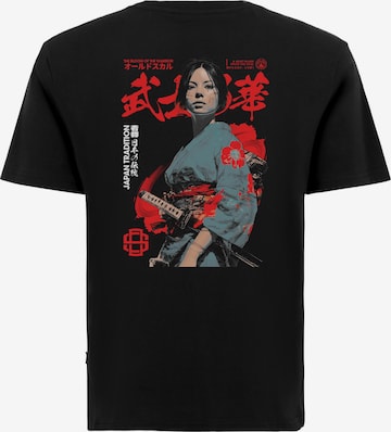 Oldskull T-Shirt 'Asian Blossom Warrior Graphic' in Schwarz: Vorderseite