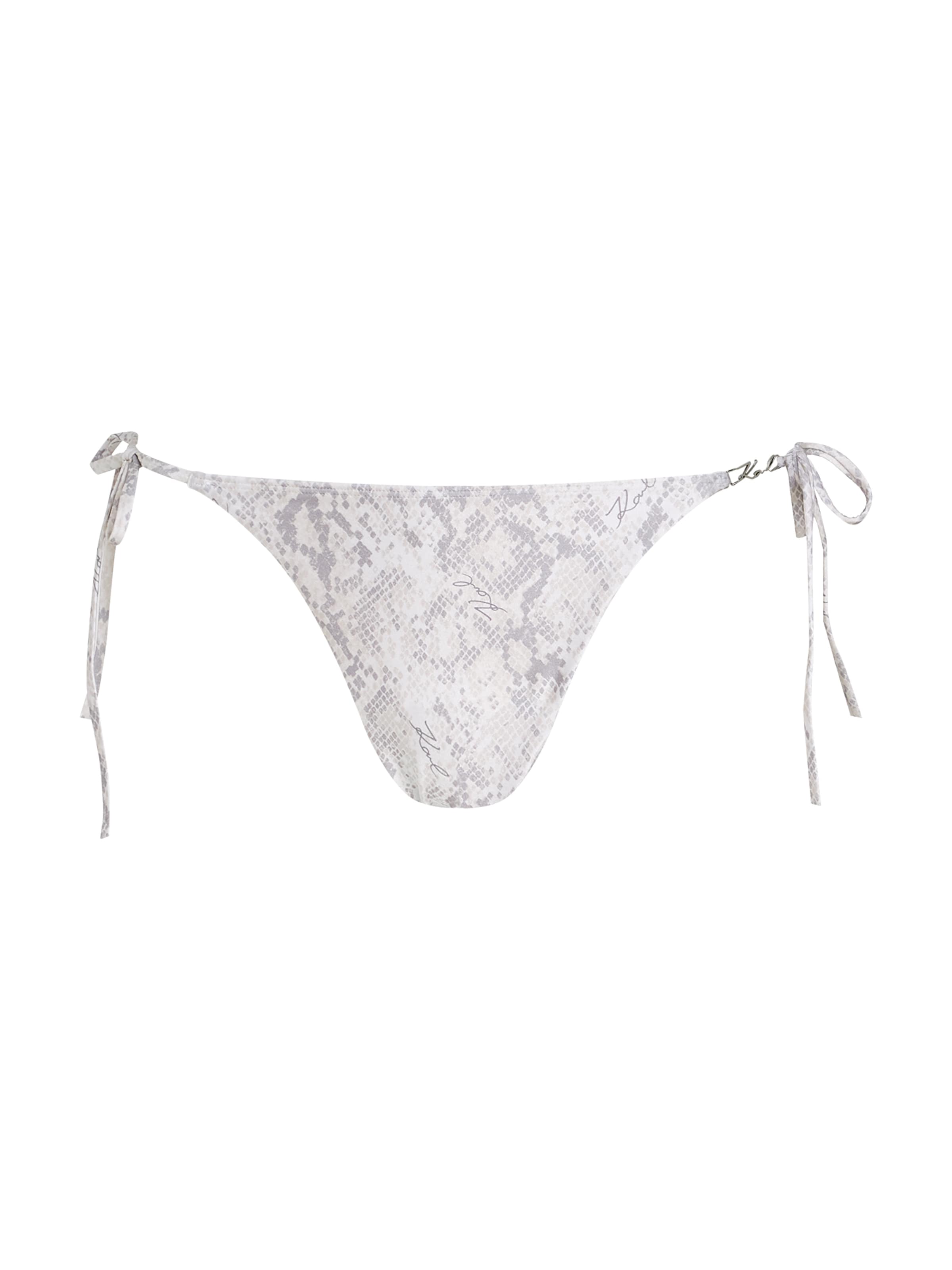 Karl Lagerfeld Bikinibroek ' Bikini-Höschen zum Binden an der Seite ' in XL in de kleur Grijs / Wit, Productweergave