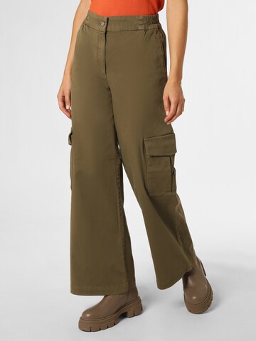 BOSS Wide Leg Cargohose in Grün: Vorderseite