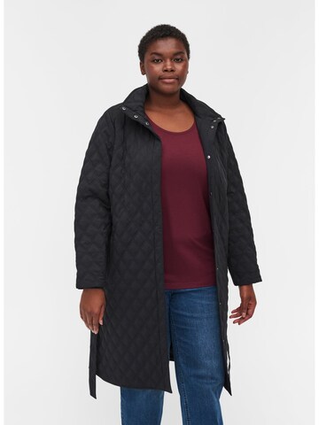 Zizzi Between-Seasons Coat 'MWEDNESDAY' in Black: front