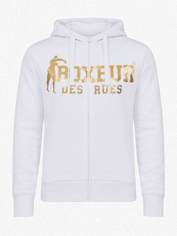 Boxeur des Rues Sweatshirt 'Men's Hoodie Boxeur des Rues Full-Zip Hooded, White, Gold Logo, Cotton'‌‌‌‌‌‌ in Weiß: Vorderseite
