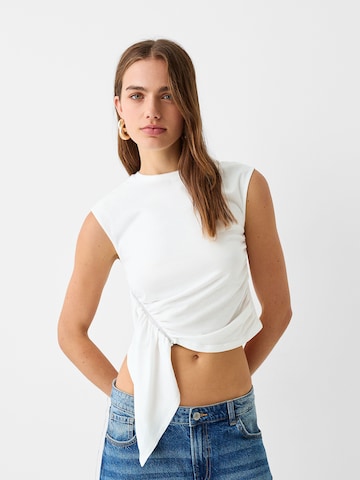 Bershka Top – bílá: přední strana