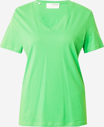 SELECTED FEMME T-shirt 'ESSENTIAL' en vert fluo, Vue avec produit