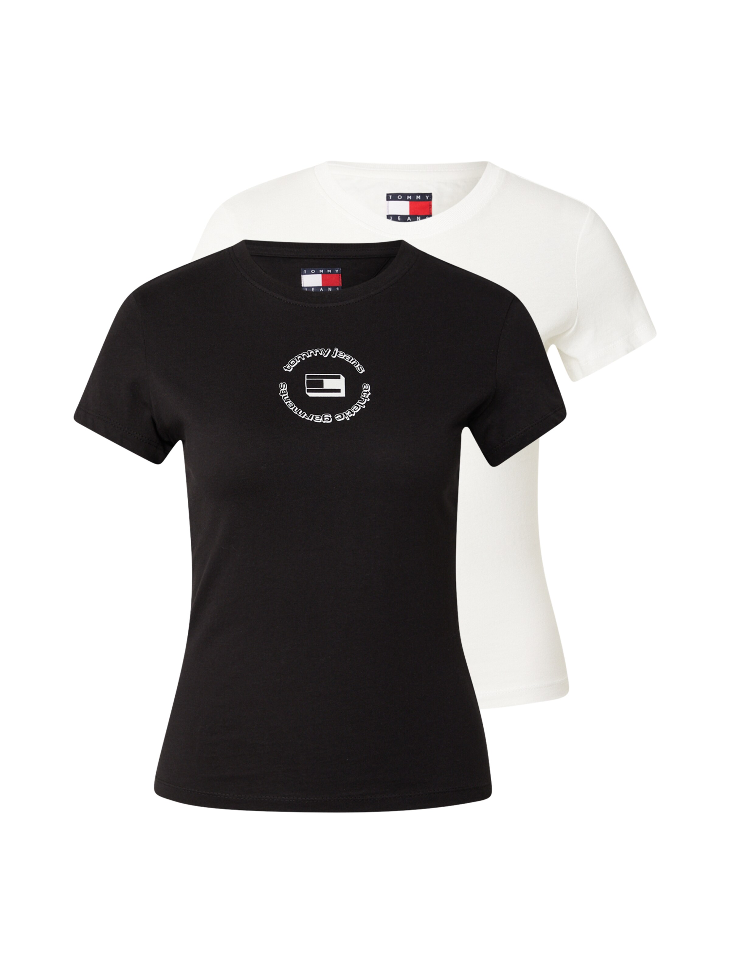 Tommy Jeans Majica 'Ess' | črna barva: sprednja stran