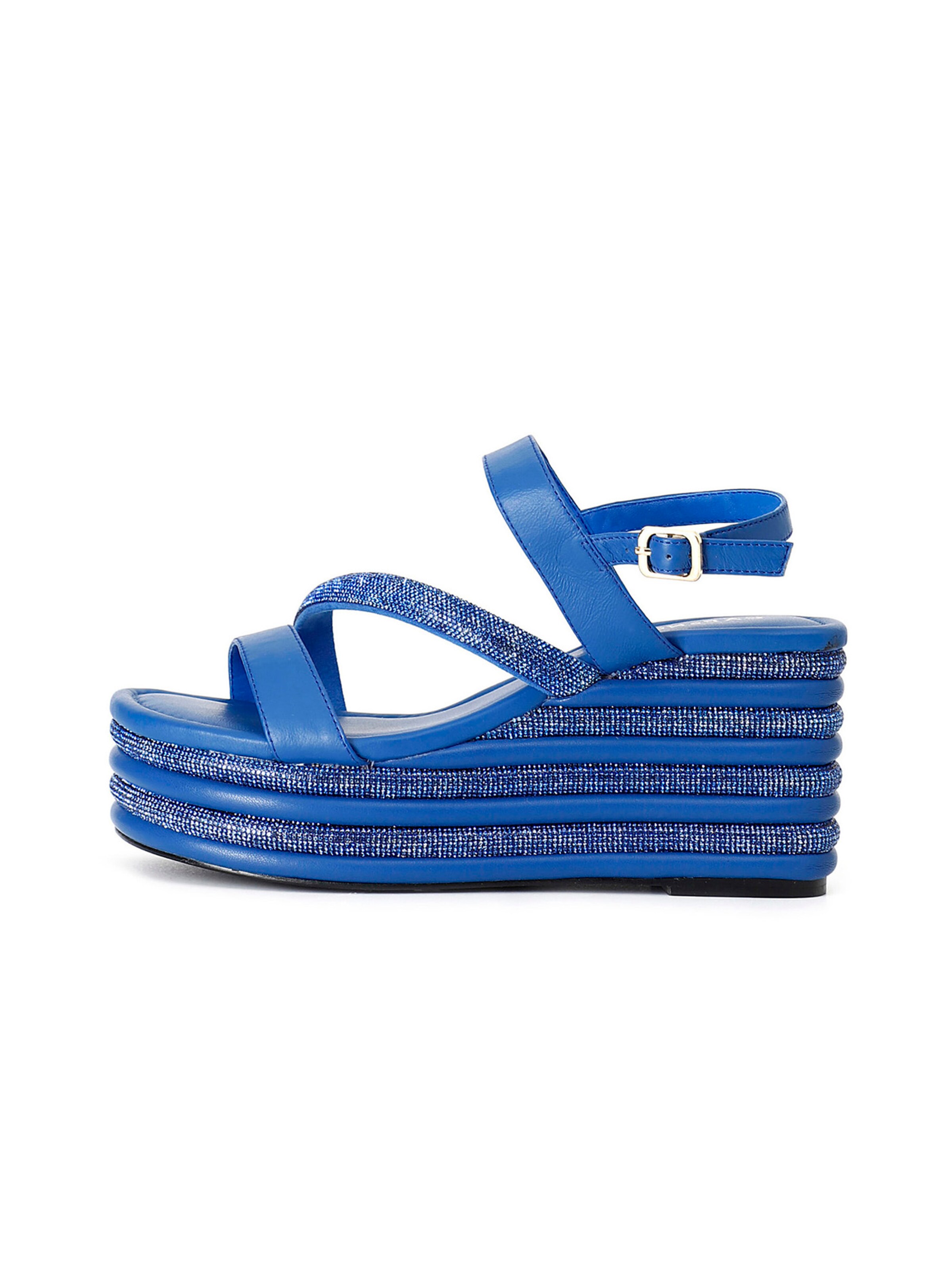 CAFè NOIR Sandalen met riem in Blauw: voorkant