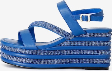 CAFè NOIR Sandalen met riem in Blauw: voorkant