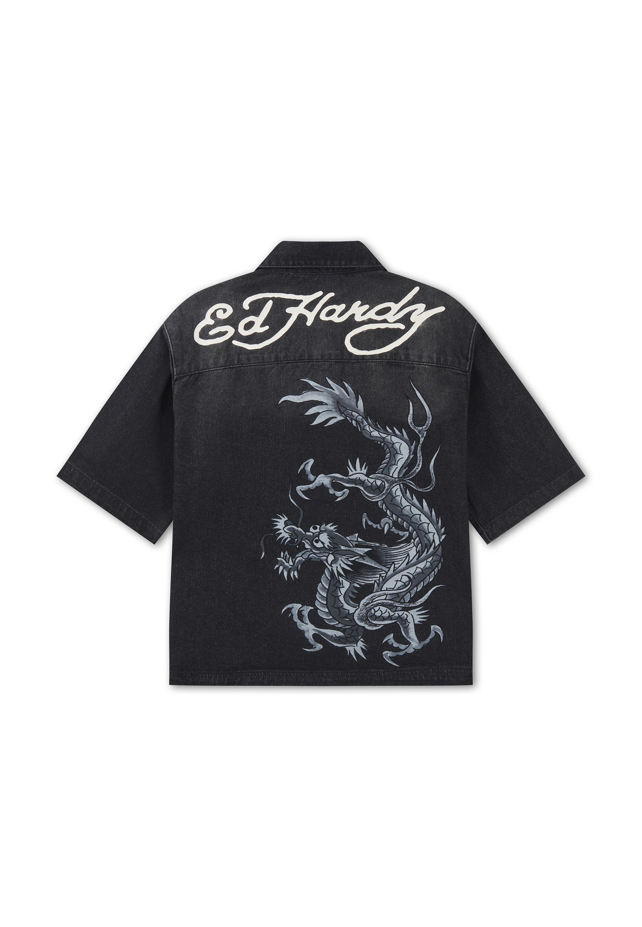 Fit confort Chemise 'Tonal Dragon' Ed Hardy en noir