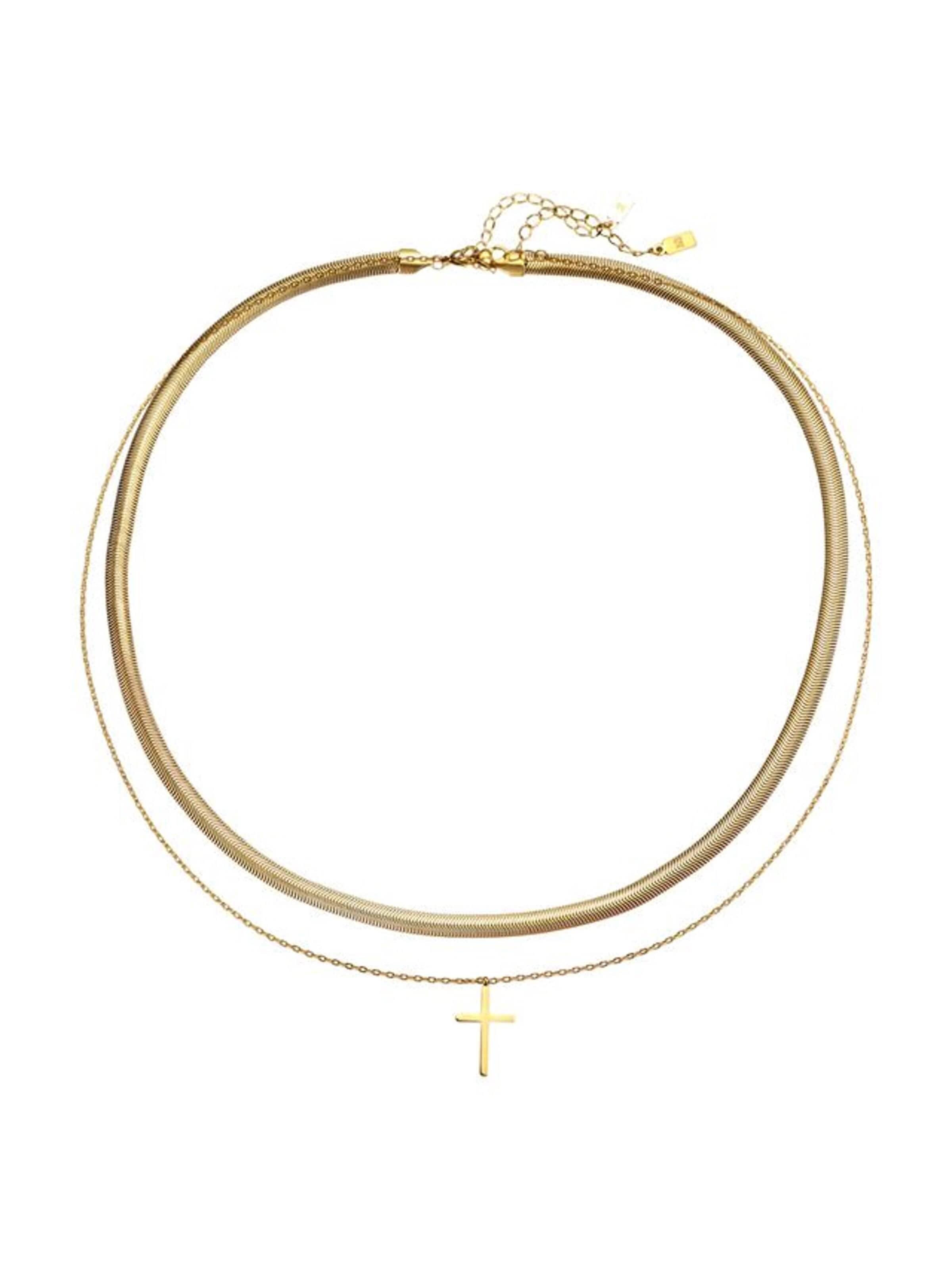 Parure de bijoux 'Iconic Cross' Hey Happiness en or : devant