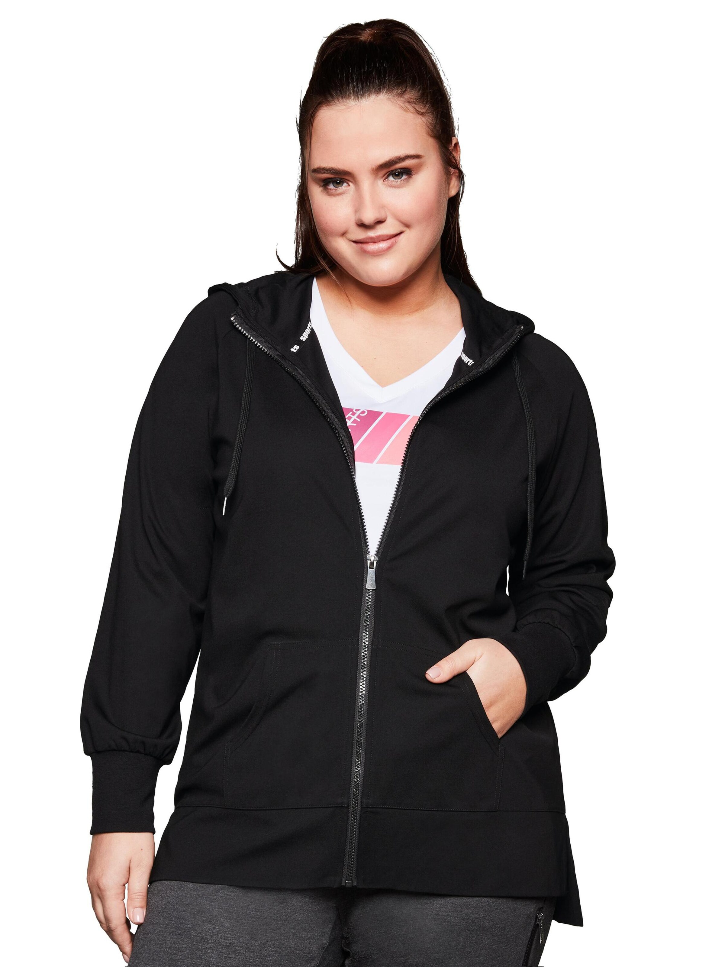 SHEEGO Collegetakki värissä musta: etupuoli