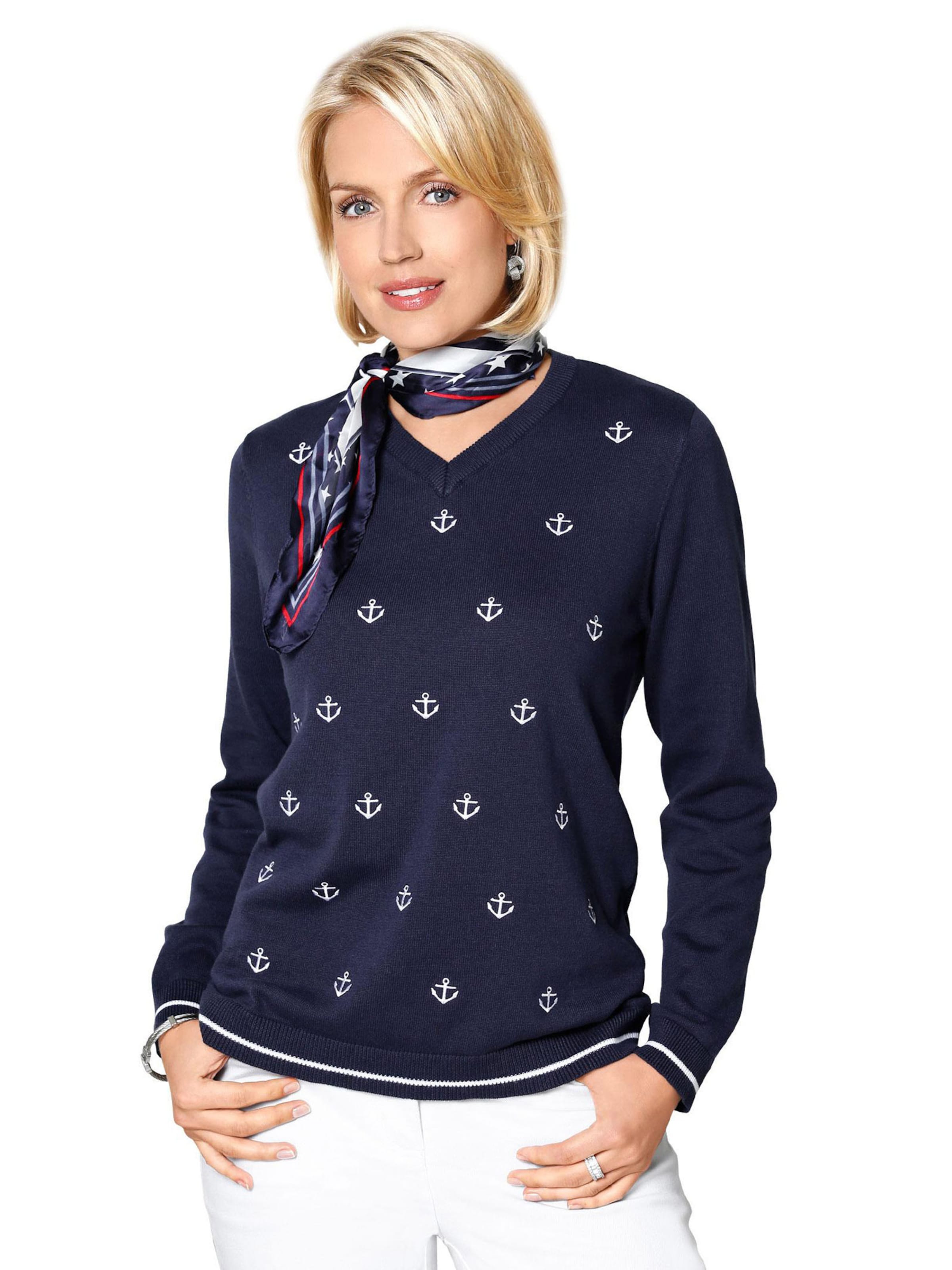 Goldner Pullover in Blau: Vorderseite