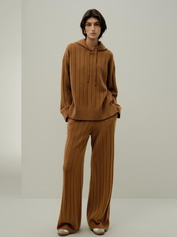 Lilysilk Pullover 'Rippstrick-Pullover mit Kapuze'‌‌ in Braun