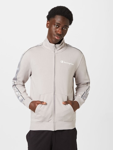 Champion Authentic Athletic Apparel Zip-Up Hoodie in Beige: front