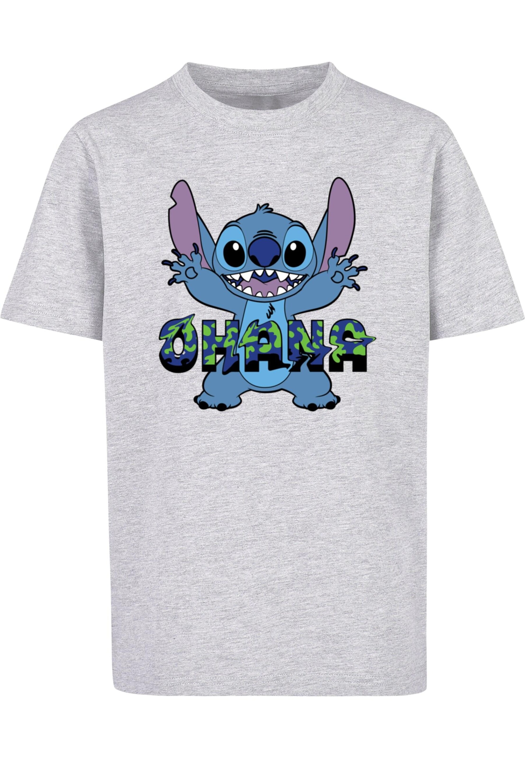 T-Shirt 'Lilo and Stitch - Ohana Glitch' ABSOLUTE CULT en gris : devant