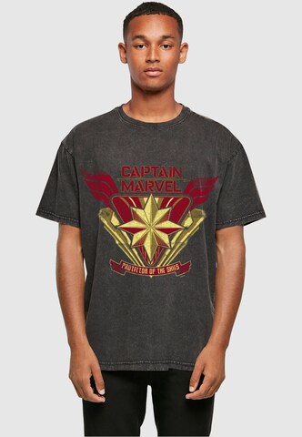 ABSOLUTE CULT Shirt 'Captain Marvel - Protector Of The Skies' in Black: front