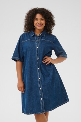 KAFFE CURVE Jurk in Blauw: voorkant
