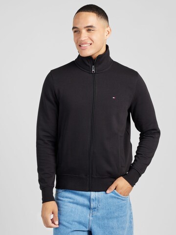 TOMMY HILFIGER Zip-Up Hoodie in Black: front