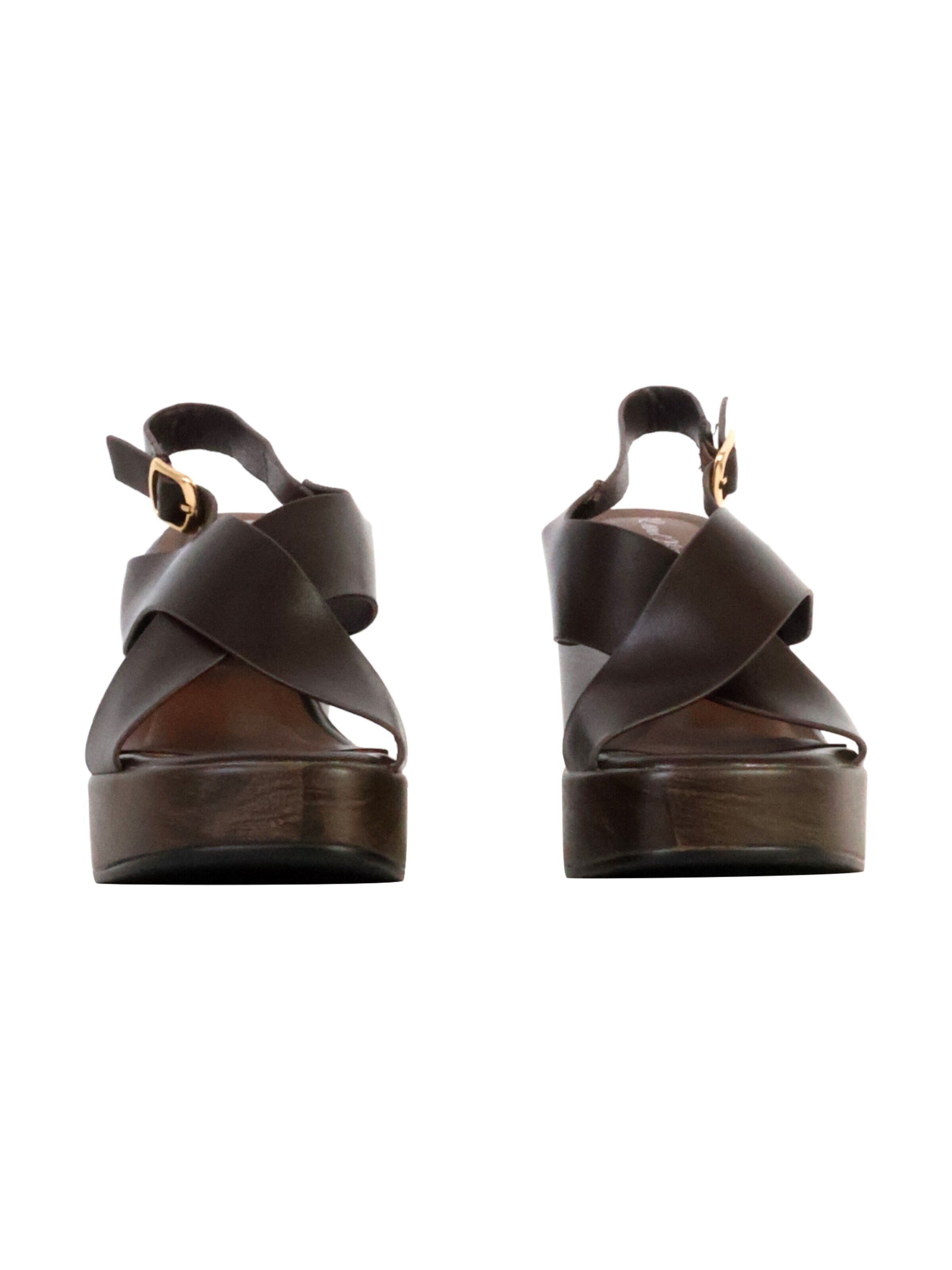 Sandales 'Sandalen mit Keilabsatz und Riemchen von R and BE' Super Mode en marron