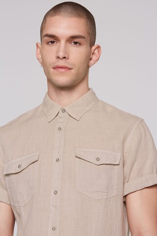 CMPD Slim fit Button Up Shirt in Beige