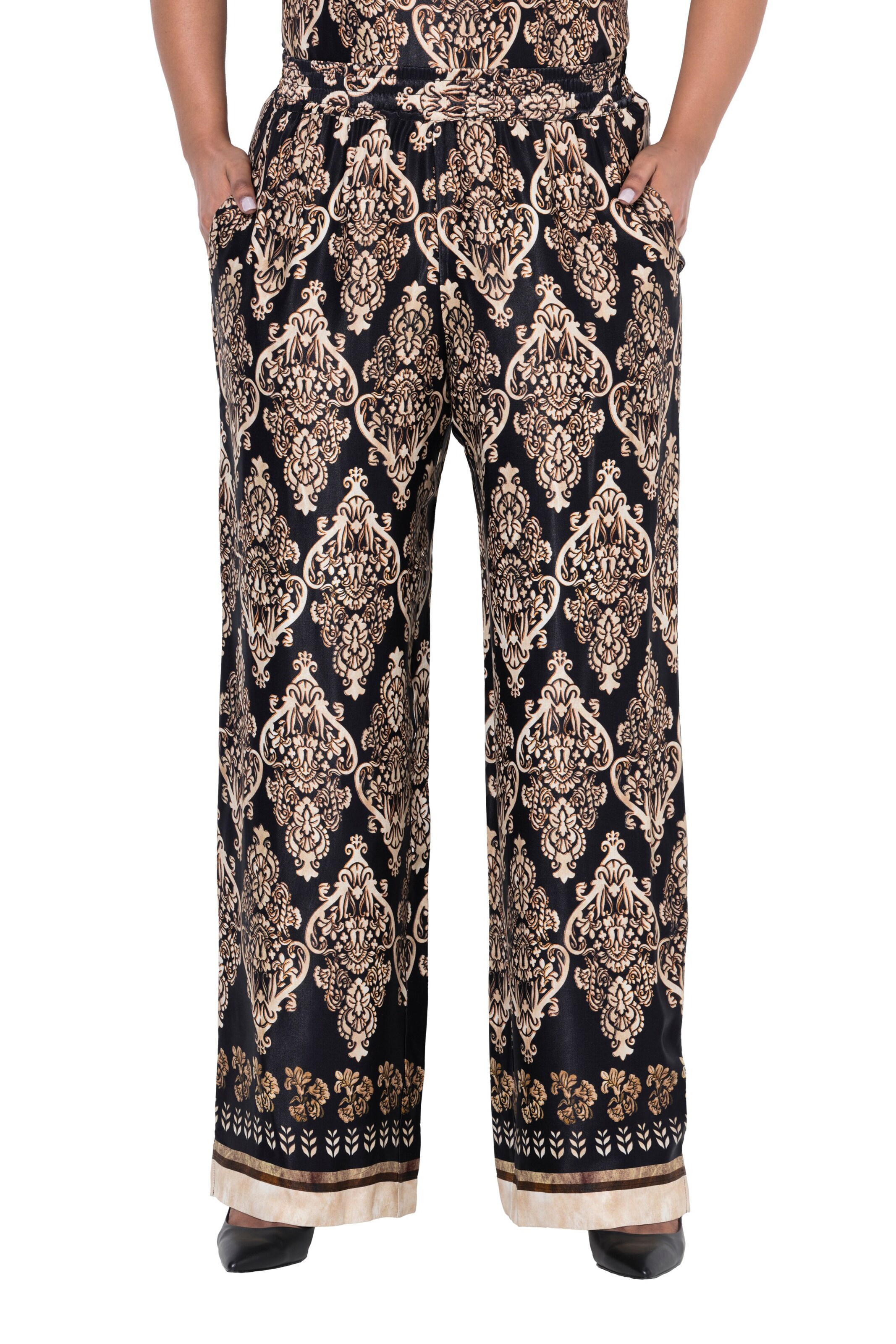 Ulla Popken Wide leg Broek in Gemengde kleuren: voorkant