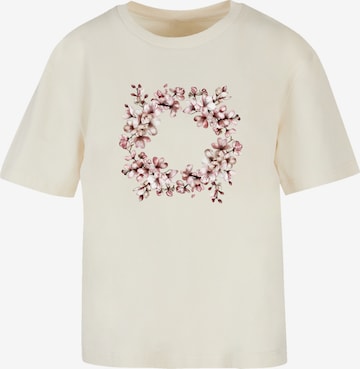 F4NT4STIC Shirt 'Rosa Frühlings Blumenkranz Dekor' in Beige: Vorderseite