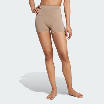 ADIDAS PERFORMANCE - Skinny Calças de desporto 'All-Me' em castanho: frente