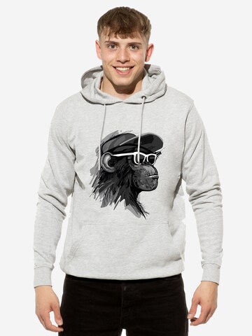 Cotton Prime Sweatshirt 'Cool Monkey mit Brille' in Grijs: voorkant