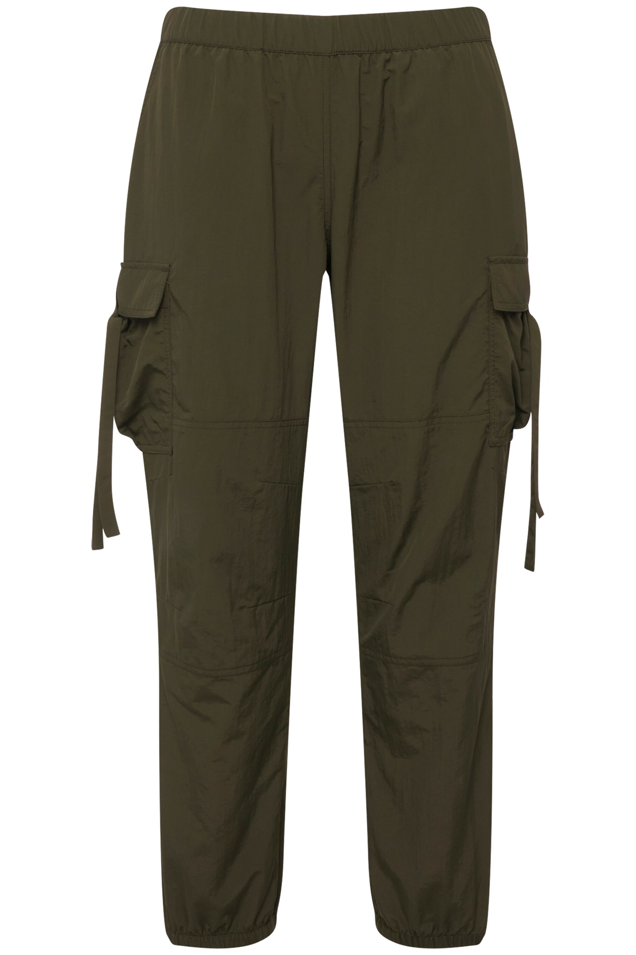 Ulla Popken Tapered Cargobroek in Groen: voorkant