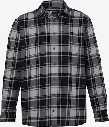 Men Plus Button Up Shirt in Black: front