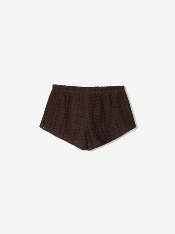 Bershka Regularen Hlače | rjava barva
