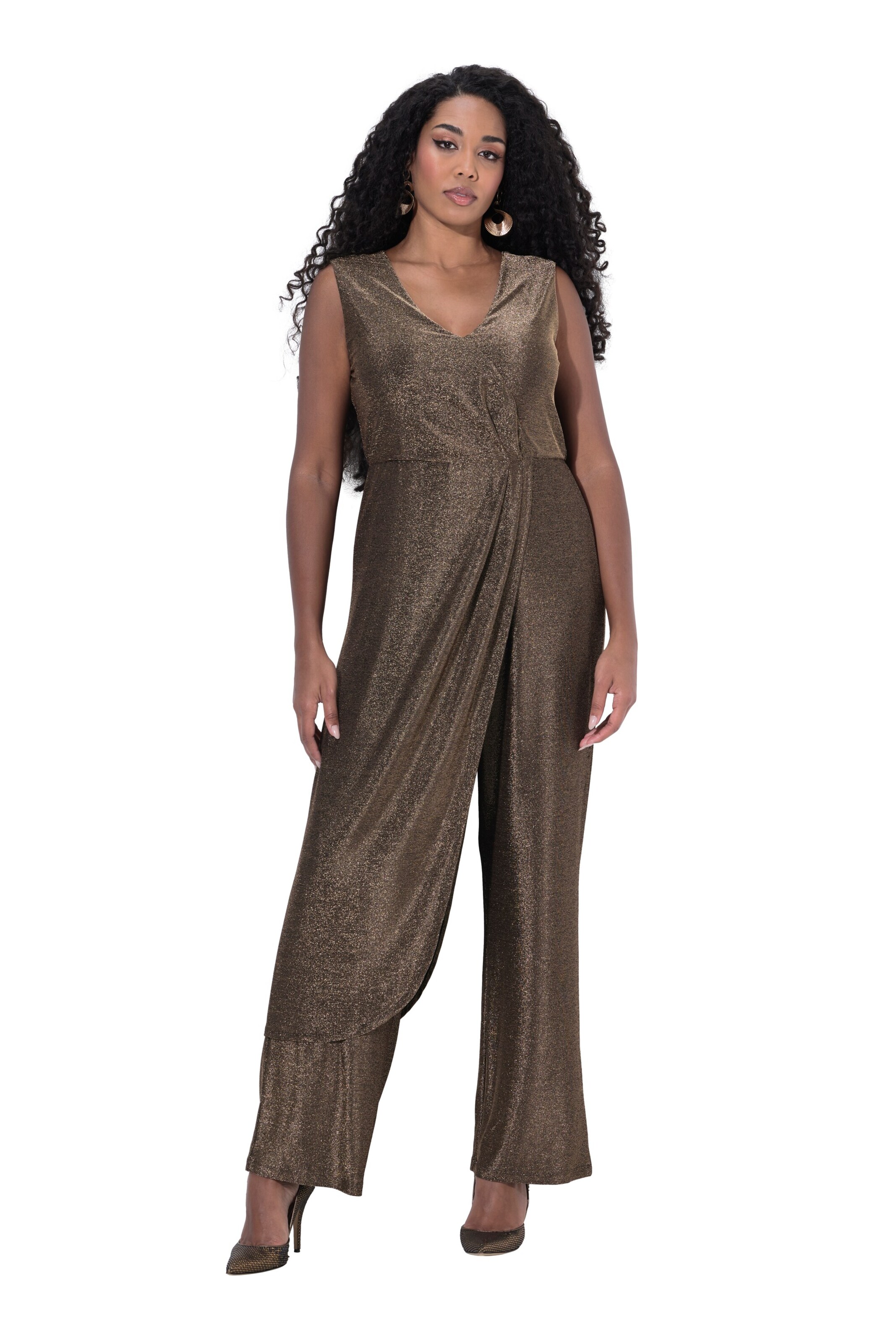 Ulla Popken Jumpsuit in Bronze: front