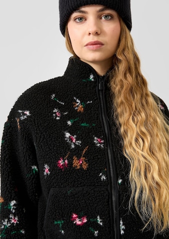QS Fleece jas in Zwart: voorkant